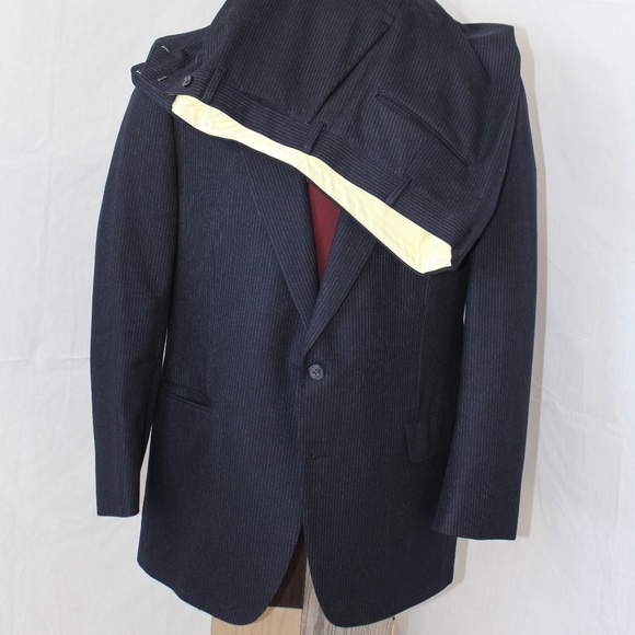 SAMUELSON men's 2 piece 100% wool navy suit 44R - Picture 5 of 8